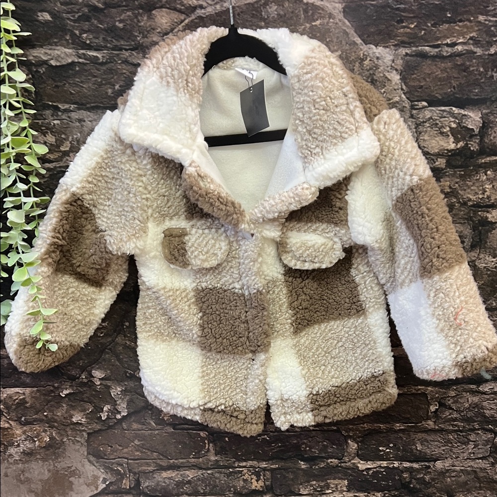 Cozy Kids Sherpa Jacket - Brown and Cream jagger lane